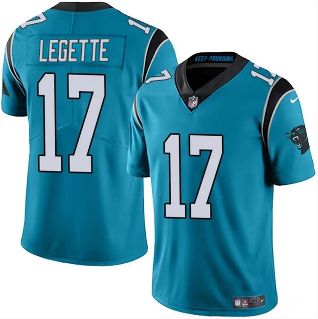 Men's Carolina Panthers #17 Xavier Legette Blue 2024 Draft Vapor Limited Football Stitched Jersey - Click Image to Close